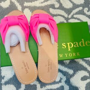 kate spade Neon Pink Bow Slide Sandals
